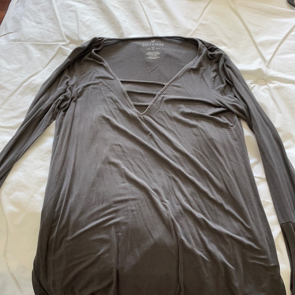 American eagle soft&sexy shirt. V-neck, gray.